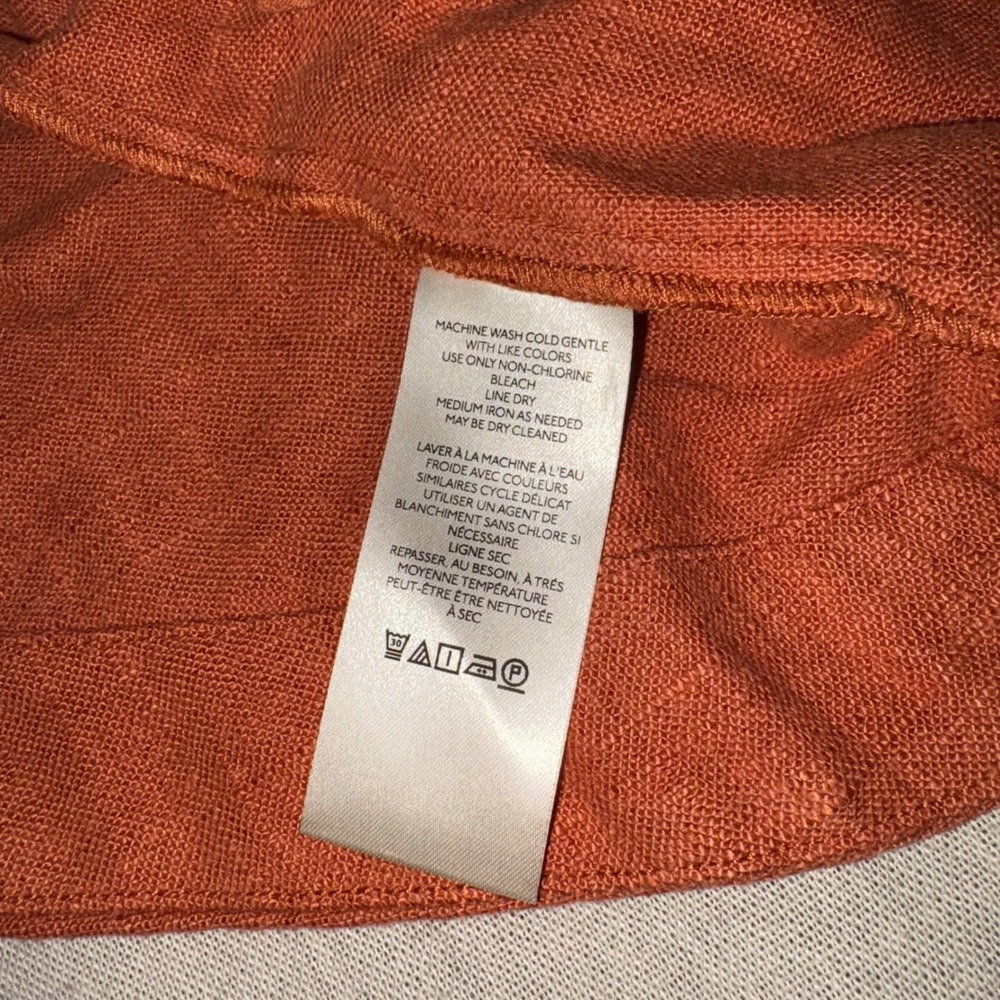 Anthropologie Burnt Orange Linen Blend Tulip Back Open Front Blazer Jacket‎ sz 4 - Picture 4 of 7